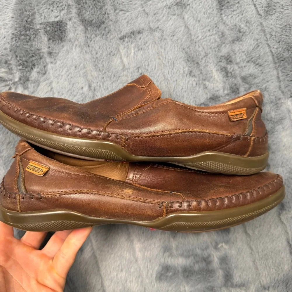 Pikolinos San Lorenzo Brown Leather Slip On Loafers Mens Size 43 10896